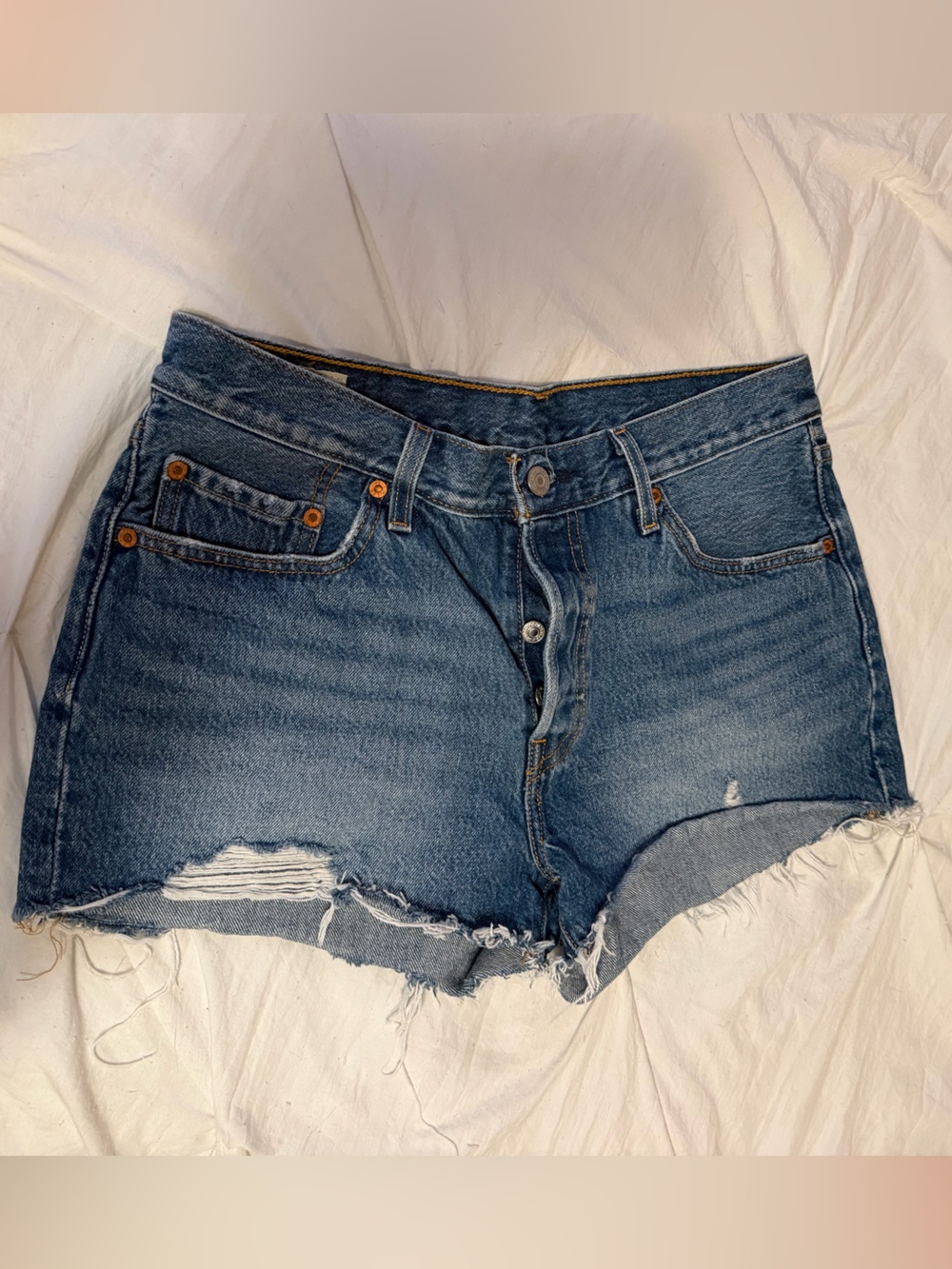 Levi's Distressed Cutoff Denim Shorts - Blue